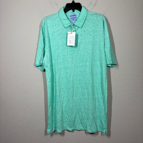 Les Canebiers Mens Plus Size 4XL Salins Polo Lino Shirt Green Short Sleeves - Picture 1 of 6